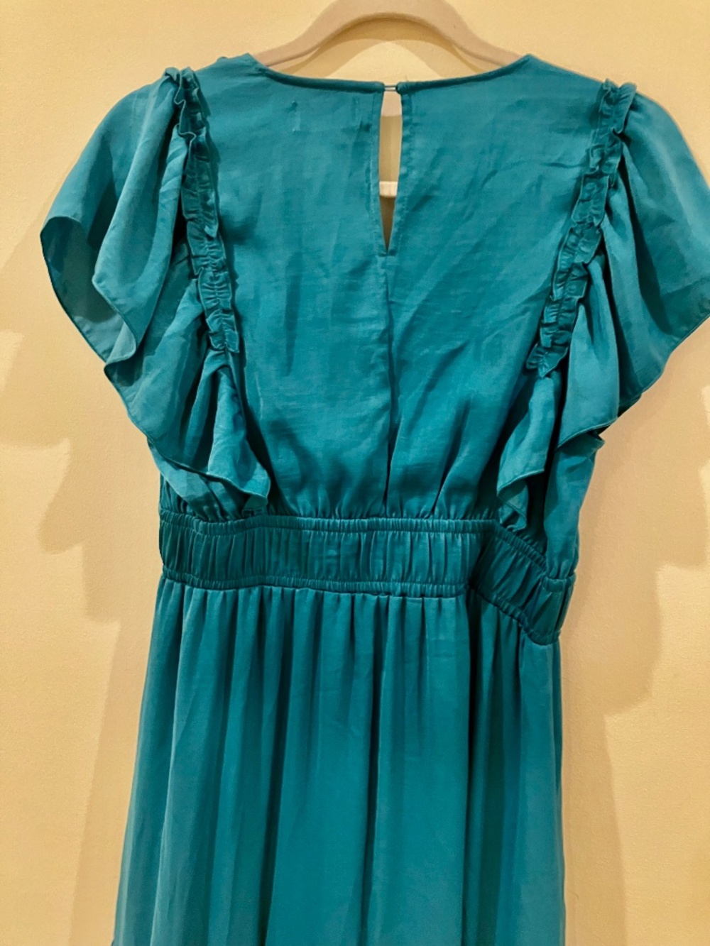 MELLODAY Ruffle Tiered Maxi Dress Teal Ruffle Sleeve Dress With Pockets - Picture 6 of 10